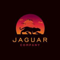 giaguaro con design logo tramonto vettore