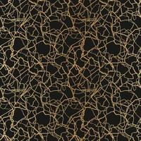 kintsugi art seamless pattern con linee sottili dorate e frammenti astratti su sfondo scuro di lusso vettore