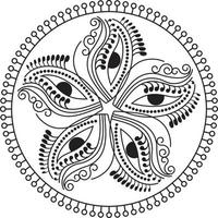 rangoli tradizionali e culturali indiani, alpona, kolam o paisley vector line art. arte bengala india. per la stampa tessile, logo, carta da parati