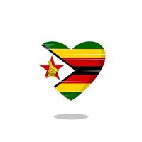 illustrazione di amore a forma di bandiera dello zimbabwe vettore