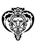 maschera tribale. simbolo del totem tradizionale. tatuaggio nero nello stile delle antiche tribù. vettore