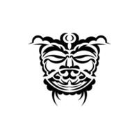 maschera da samurai. simbolo del totem tradizionale. tatuaggio nero in stile samoano. isolato su sfondo bianco. illustrazione vettoriale disegnata a mano.