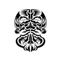 maschera tiki in bianco e nero. motivo decorativo tradizionale della Polinesia e delle Hawaii. isolato. stile piatto. illustrazione vettoriale. vettore
