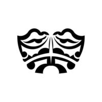 maschera tribale. simbolo del totem tradizionale. tatuaggio tribale nero. isolato. illustrazione vettoriale disegnata a mano.