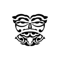 maschera tribale. motivi etnici monocromatici. tatuaggio nero in stile maori. colore bianco e nero, stile piatto. illustrazione vettoriale disegnata a mano.