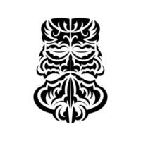 maschera tiki in bianco e nero. polinesiani nativi e tiki hawaiani illustrazione in bianco e nero. isolato. stile piatto. vettore. vettore