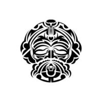 maschera da samurai. simbolo del totem tradizionale. tatuaggio tribale nero. colore bianco e nero, stile piatto. illustrazione vettoriale disegnata a mano.