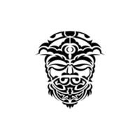 maschera tribale. motivi etnici monocromatici. tatuaggio nero in stile samoano. isolato su sfondo bianco. vettore. vettore