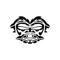 maschera tribale. simbolo del totem tradizionale. tatuaggio nero in stile samoano. isolato. illustrazione vettoriale. vettore