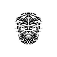 maschera da samurai. simbolo del totem tradizionale. tatuaggio nero in stile maori. colore bianco e nero, stile piatto. vettore. vettore