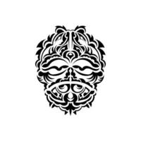 maschera tribale. simbolo del totem tradizionale. tatuaggio nero in stile samoano. colore bianco e nero, stile piatto. illustrazione vettoriale. vettore