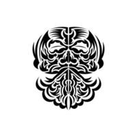 disegno della maschera tiki. polinesiani nativi e tiki hawaiani illustrazione in bianco e nero. isolato. stile piatto. illustrazione vettoriale. vettore