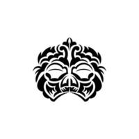 maschera maori. polinesiani nativi e tiki hawaiani illustrazione in bianco e nero. isolato. schizzo del tatuaggio. illustrazione vettoriale. vettore