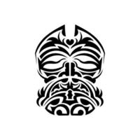 maschera tribale. motivi etnici monocromatici. tatuaggio nero nello stile delle antiche tribù. colore bianco e nero, stile piatto. illustrazione vettoriale. vettore