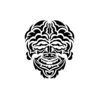 maschera tribale. simbolo del totem tradizionale. tatuaggio nero nello stile delle antiche tribù. isolato su sfondo bianco. illustrazione vettoriale. vettore