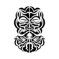 maschera tiki in bianco e nero. polinesiani nativi e tiki hawaiani illustrazione in bianco e nero. isolato. stile piatto. illustrazione vettoriale. vettore