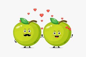il simpatico personaggio della mela verde si innamora vettore