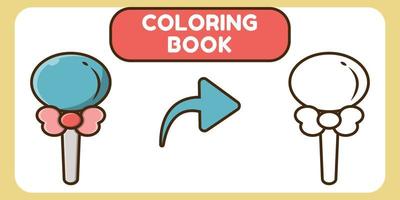 libro da colorare di doodle del fumetto disegnato a mano della caramella sveglia per i bambini vettore