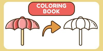 simpatico ombrello disegnato a mano cartone animato doodle libro da colorare per bambini vettore