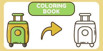 libro da colorare di doodle del fumetto disegnato a mano della valigia sveglia per i bambini vettore