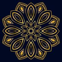 carino mandala d'oro. fiore ornamentale rotondo doodle isolato su sfondo scuro. ornamento decorativo geometrico in stile etnico orientale. vettore