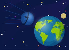 Sputnik È il primo satellite in orbita attorno alla Terra. Il primo satellite a portare un cane nello spazio. vettore