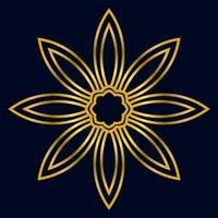 carino mandala d'oro. fiore ornamentale rotondo doodle isolato su sfondo scuro. ornamento decorativo geometrico in stile etnico orientale. vettore