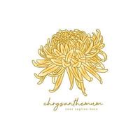 logo del crisantemo, logo del fiore disegnato a mano. logo classico per bellezza, attività di yoga. vettore