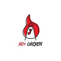 pollo con fuoco, concetto di logo di pollo piccante per ristorante vettore