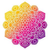 mandala di fiori colorati sfumati. elemento decorativo disegnato a mano. elemento floreale di doodle rotondo ornamentale isolato su priorità bassa bianca. vettore