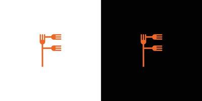 design unico e moderno del logo del cibo iniziale della lettera f vettore