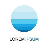 logo di forma rotonda isolato. logotipo di colore blu. immagine dell'acqua che scorre. superficie del fiume oceano mare. vettore