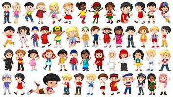 Set di caratteri multiculturali per bambini vettore