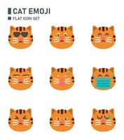 set di icone piatte emoji gatto. vettore