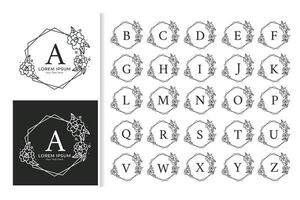 set di alfabeto con logo monogramma decorativo da sposa di lusso vettore