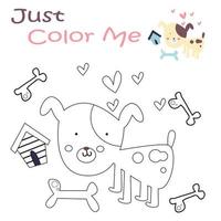 pagina da colorare con simpatico cartone animato cane vettore