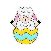immagine vettoriale di carino agnello pasquale nell'uovo.