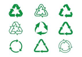 frecce verdi del cerchio ecologico. icone vettoriali. vettore
