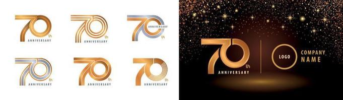 set di design del logo del 70° anniversario. celebrazione dell'anniversario dei settant'anni. vettore di logo del ciclo infinito.