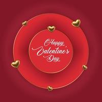 felice giorno di san valentino cerchio rotondo amore cuori sfondo rosso vettore