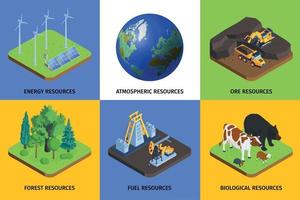 concetto isometrico delle risorse naturali vettore