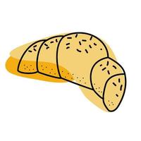 croissant doodle icona illustrazione vettoriale per il web, abbigliamento da cucina