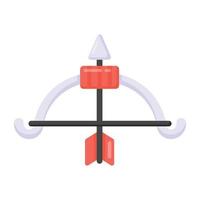 arco in icona di stile piatto, armi da caccia vettore