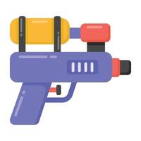 pistola giocattolo in icona di stile piatto, accessorio per bambini vettore