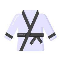 uniforme da karate, icona piatta del gi di karate vettore