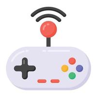 segnali wifi con joystick che denotano l'icona piatta del gamepad intelligente vettore