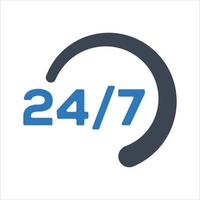 Servizio 24 ore su 24, disponibilità, icona di supporto vettore