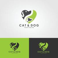 cane e gatto logo design vettoriale. vettore