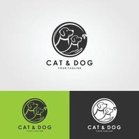 cane e gatto logo design vettoriale. vettore