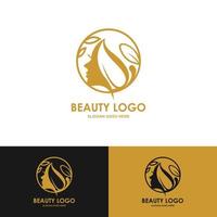 bellezza donna parrucchiere logo design sullo sfondo vettore